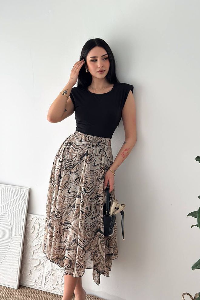 Mode Roy Crna Midi Haljina Fit And Flare S Kap Rukavima Veleprodaja odjeće Ležerni