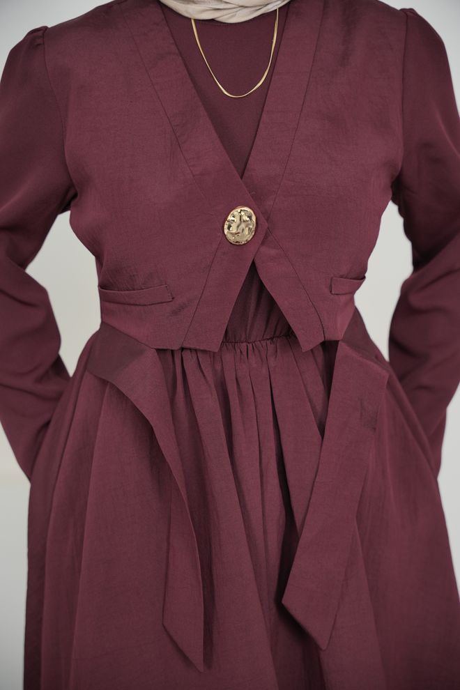 Mode Roy Bordeaux A Line Modesto Elegante Formale Vestito Abbigliamento all'ingrosso Modesto