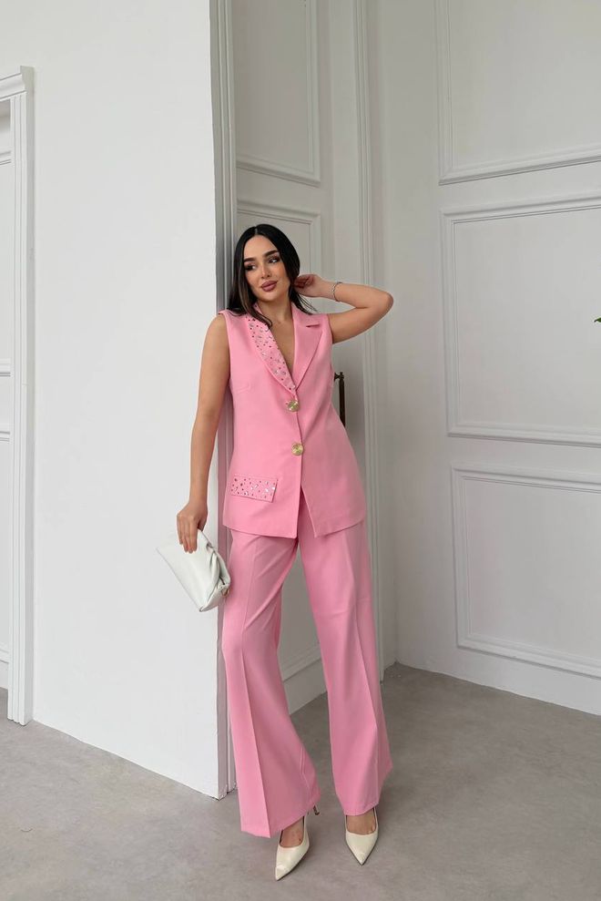 Mode Roy Conjunto Cor de rosa Elegante Formal Roupas por atacado Formal