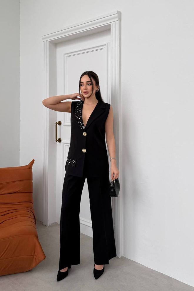 Mode Roy Juodas Elegantiškas Formalus Glam Kostiumas Didmeninė prekyba drabužiais Išleistuvės