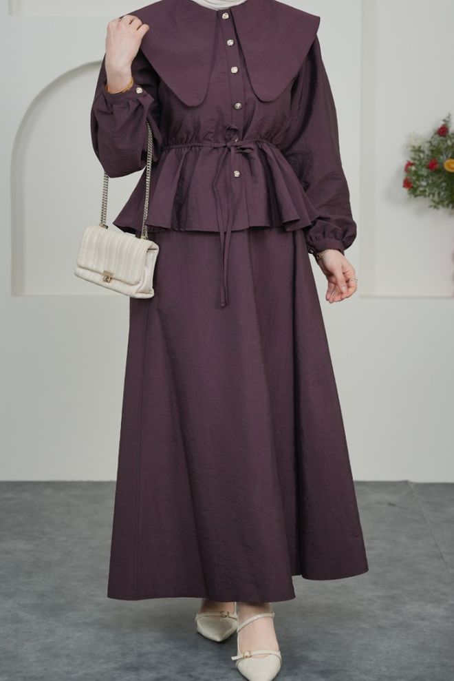 Mode Roy Σετ Μπορντό Κομψό Απλό Επίσημο Μάξι Φόρεμα Χονδρικό εμπόριο ενδυμάτων Απλό