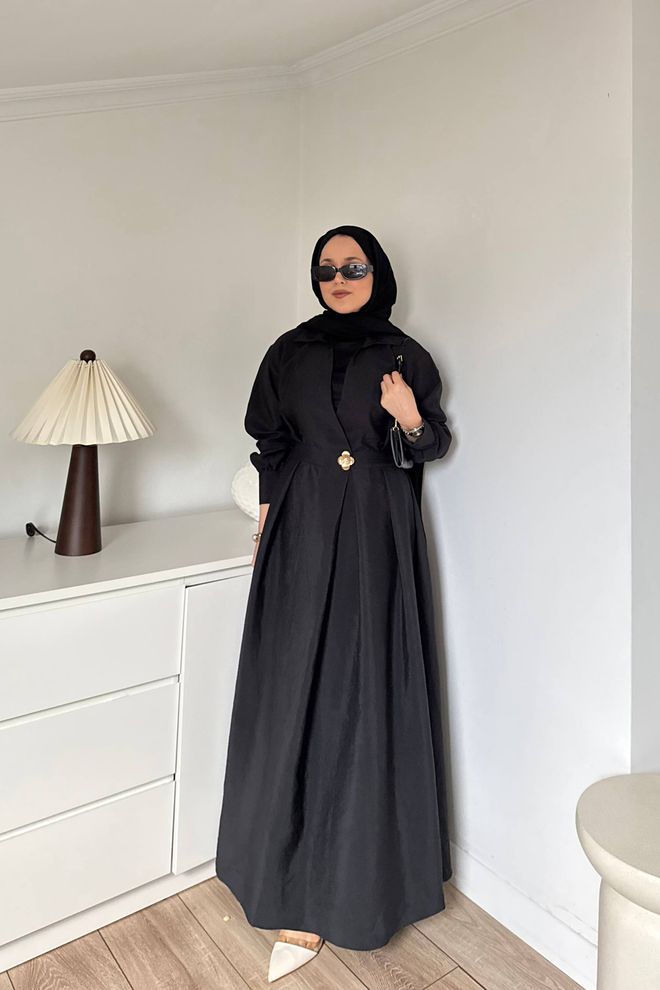 Mode Roy Schwarz Bescheiden Elegant Formal A Linien Kleid Großhandelskleidung Modest