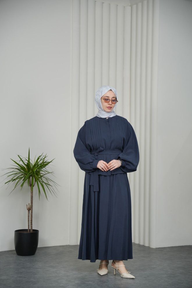 Mode Roy Σετ Μπλε Μαρέν Κομψό Πλισέ Μάξι Φούστα Χονδρικό εμπόριο ενδυμάτων Απλό