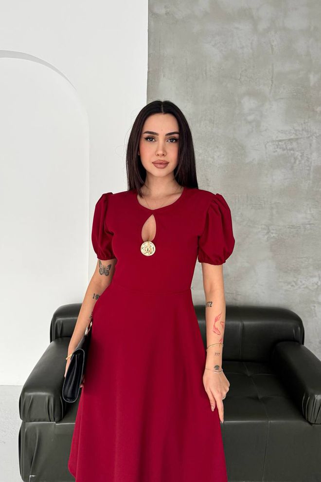 Mode Roy Claret Red Elegant Fit And Flare Dress Wholesale Clothing Sexy