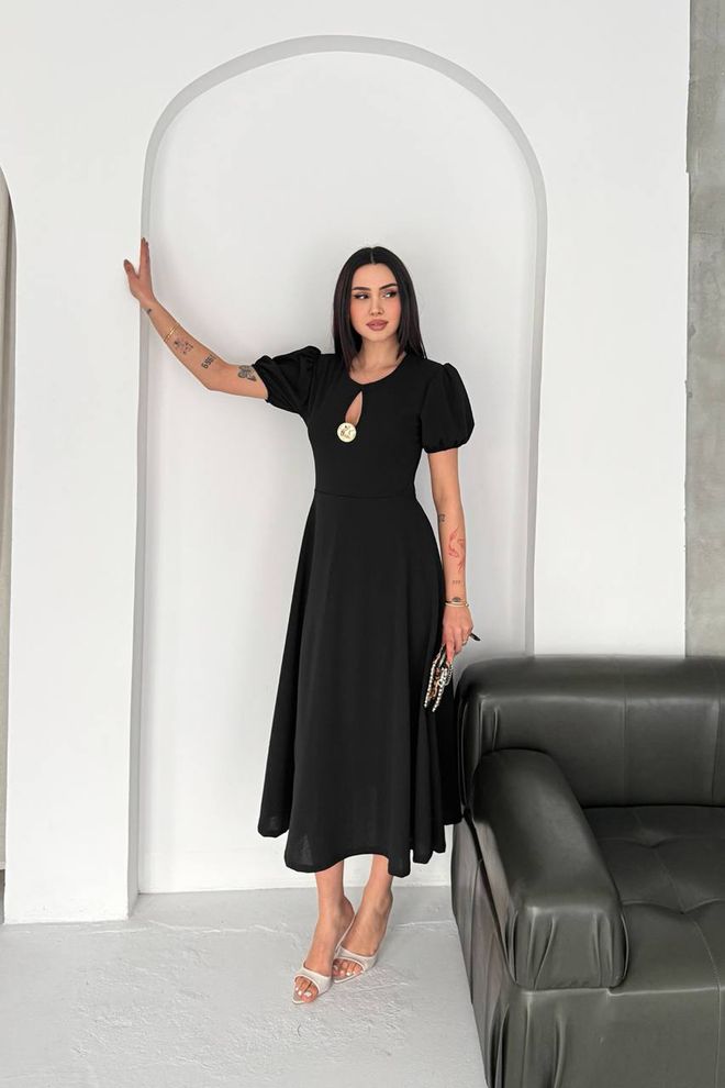 Mode Roy Elegant Black Fit And Flare Dress Wholesale Clothing 1
