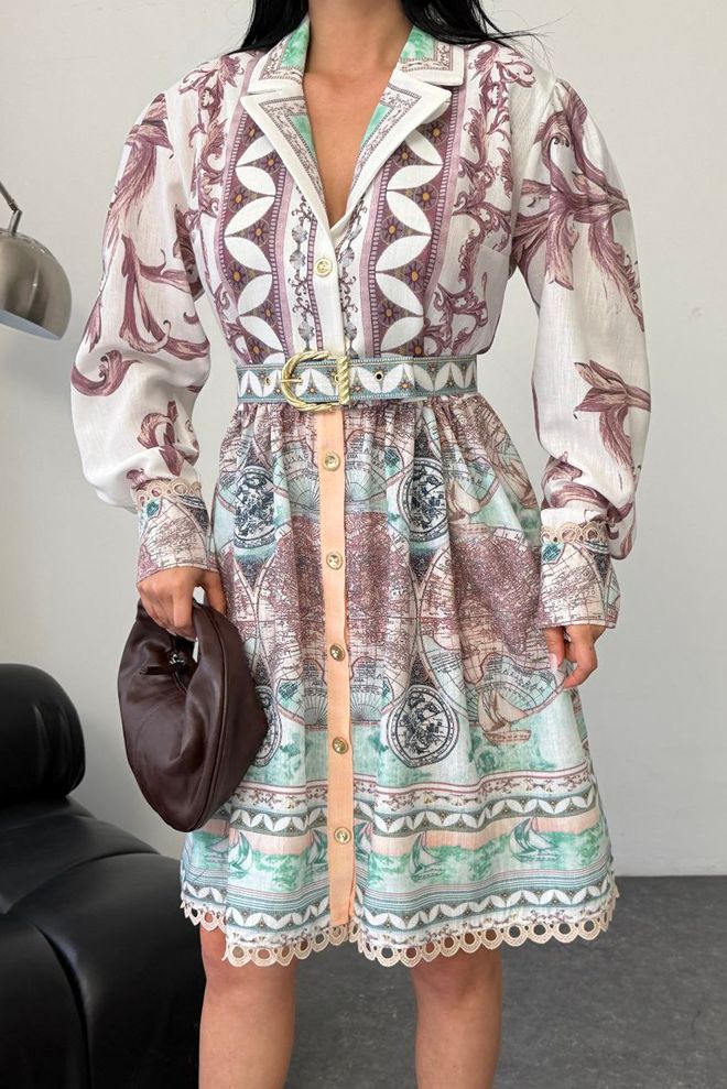 Mode Roy Elegant White Shirt Dress With Notched Neck Wholesale Clothing 1