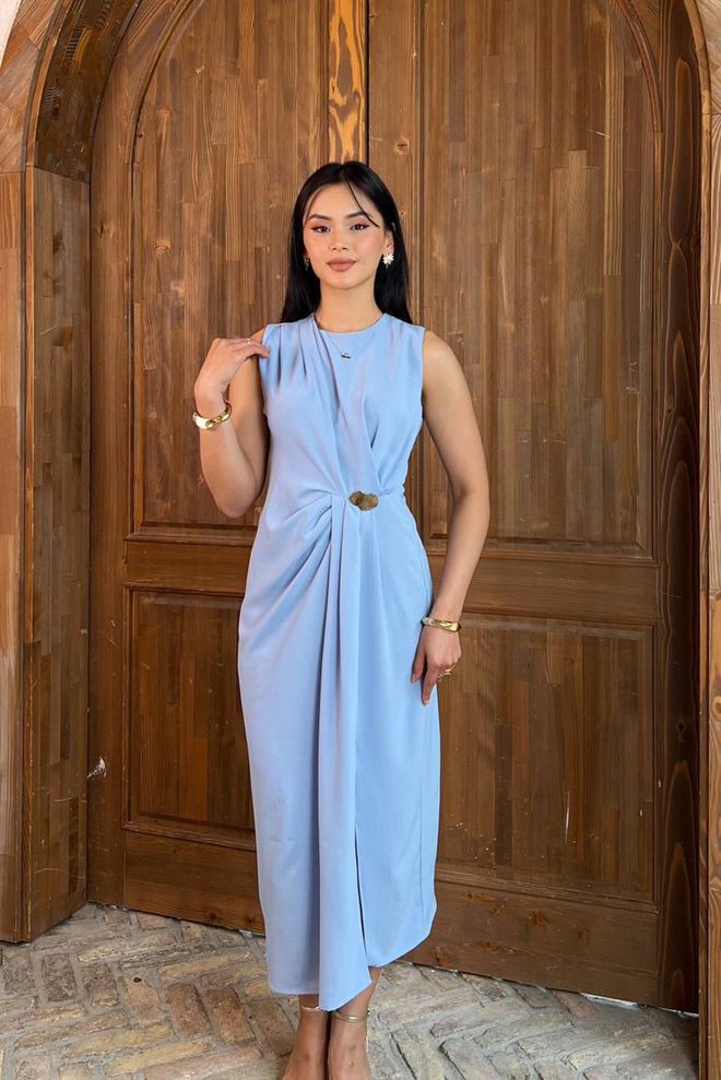 Mode Roy Elegant Blue Sheath Dress With Cap Sleeves Wholesale Clothing Cocktail