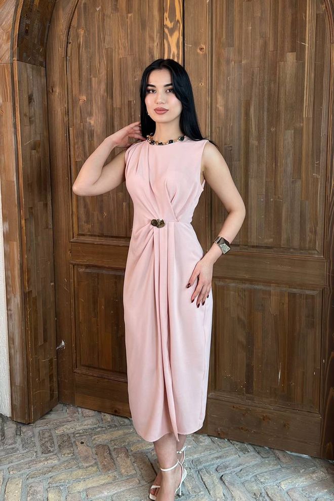 Mode Roy Elegant Pink Sheath Dress With Cap Sleeves Wholesale Clothing 1