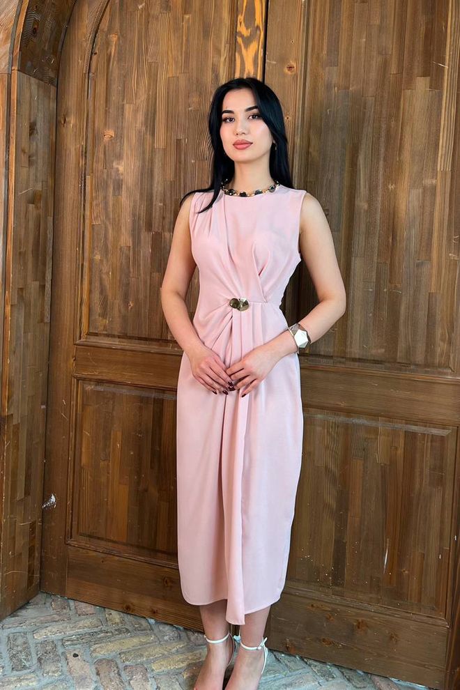 Mode Roy Elegant Pink Sheath Dress With Cap Sleeves Wholesale Clothing Work