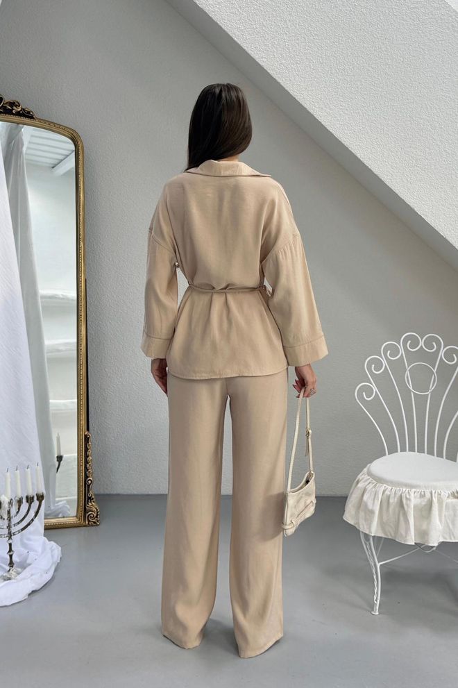 Mode Roy Бежевый Элегантный Комплект Палаццо Оптовая продажа одежды Скромный