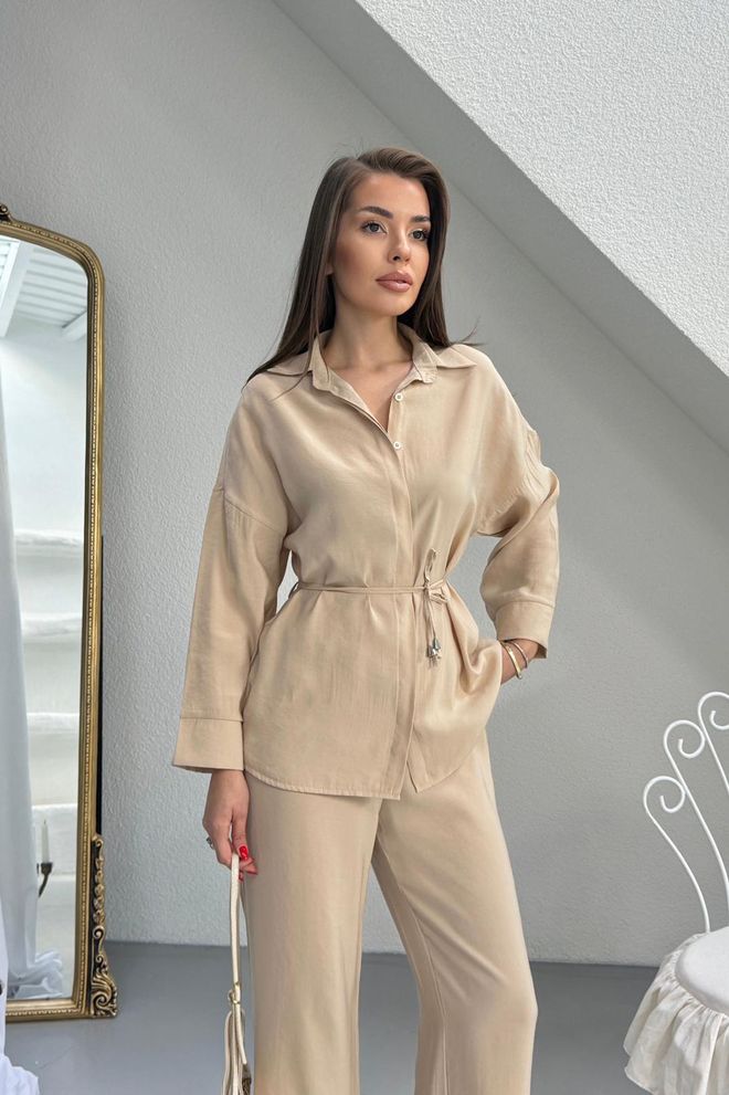 Mode Roy Beige Elegant Palazzo Set Wholesale Clothing Lounge