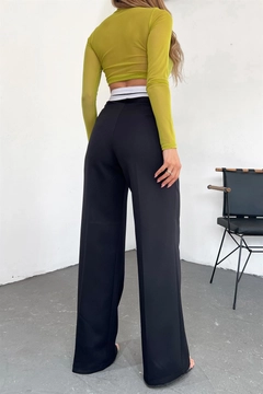 Hurtowa modelka nosi MRO10170 - Pocket Palazzo Trousers - Black, turecka hurtownia Spodnie firmy Mode Roy