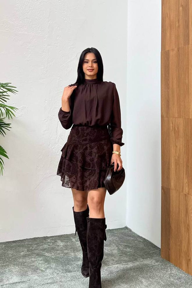 Mode Roy Smeđa Elegantna Fit And Flare Mini Haljina Veleprodaja odjeće Ležerni