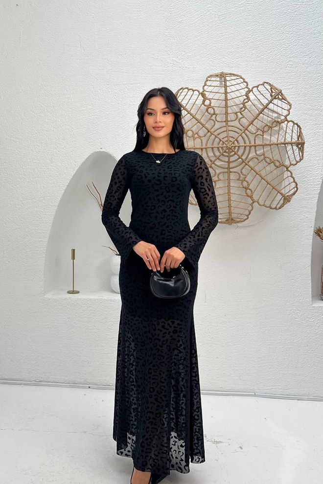Mode Roy Elegantna Crna Etui Haljina S Animalnim Printom Veleprodaja odjeće Vintage