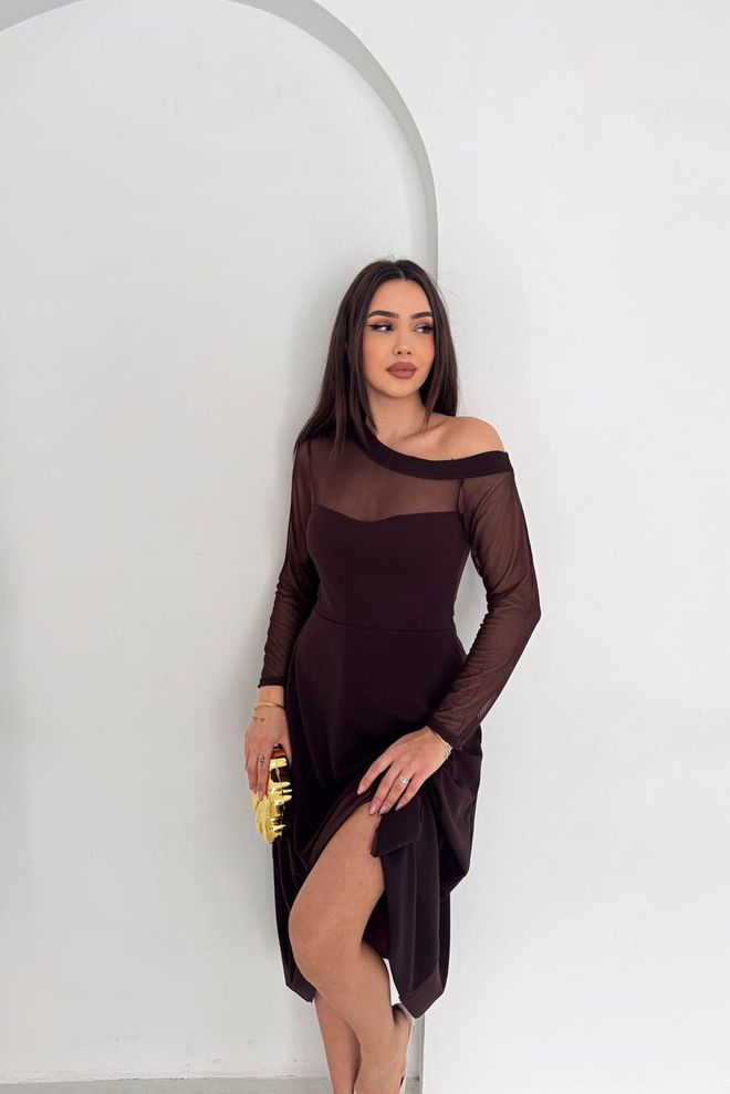Mode Roy Elegant Black Fit And Flare One Shoulder Dress Wholesale Clothing Sexy