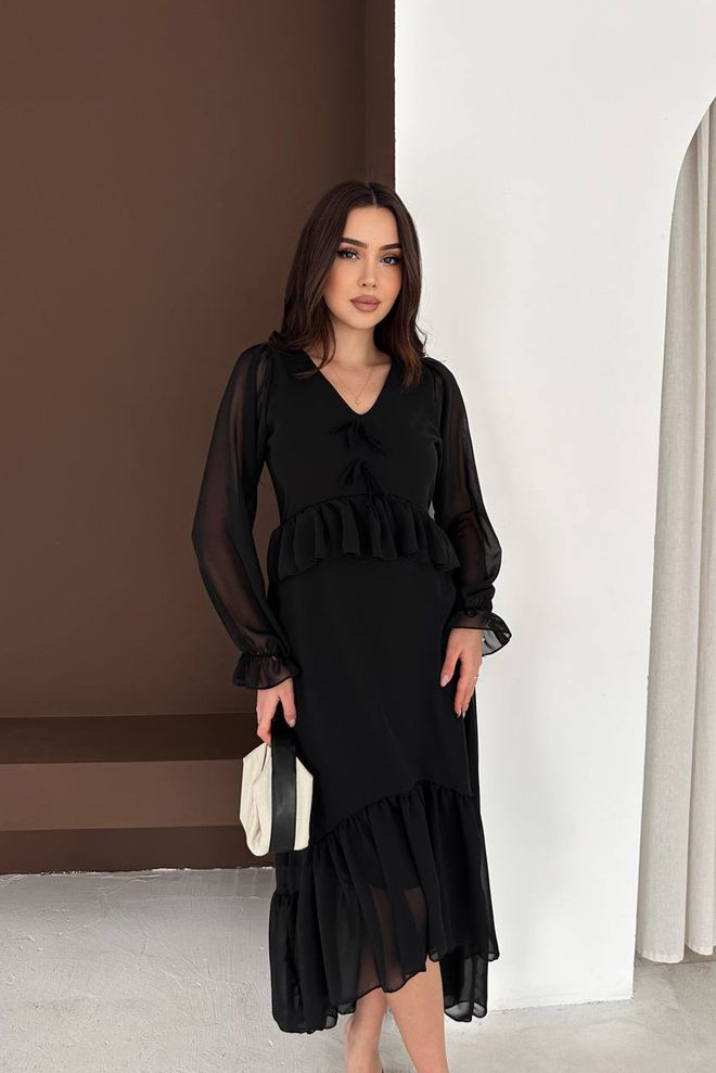 Mode Roy Elegantna Crna Fit And Flare Midi Haljina Veleprodaja odjeće Skroman