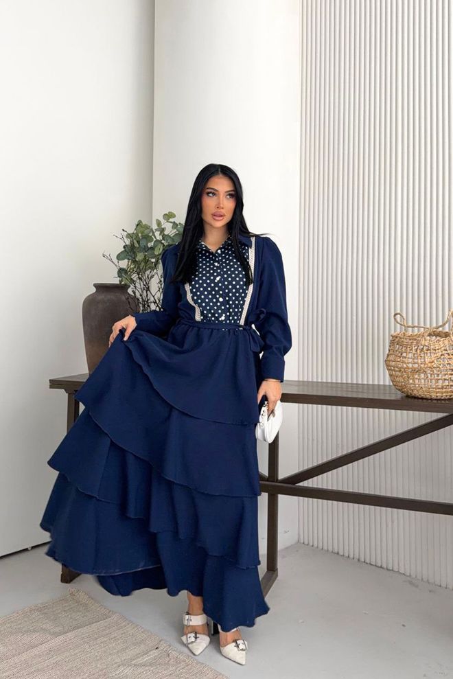 Mode Roy Mornarsko Plava Elegantna Skromna Košulja Haljina Veleprodaja odjeće Skroman