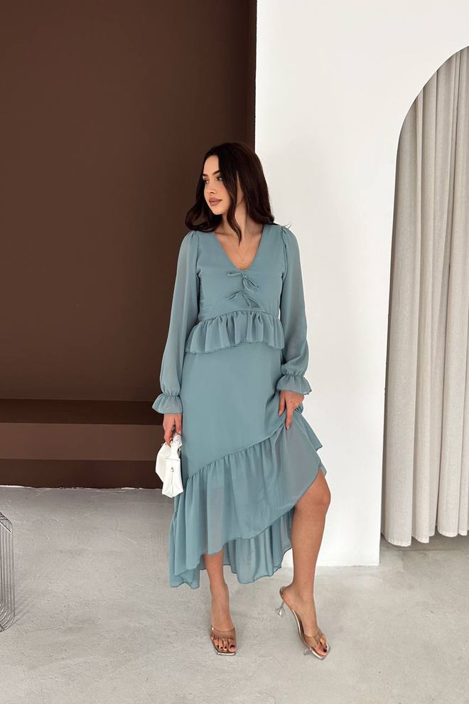 Mode Roy Blue Elegant Fit And Flare Dress Wholesale Clothing Modest