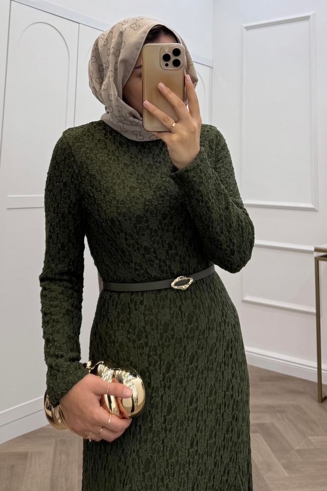 Mode Roy Elegantna Zelena Haljina Fit And Flare Maksi Veleprodaja odjeće Skroman