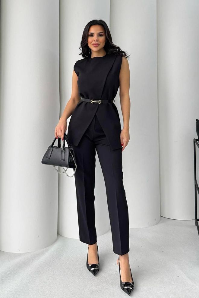 Mode Roy Elegantno Crno Odijelo Bez Rukava Uskog Kroja Veleprodaja odjeće Formalni