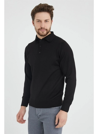 A model wears 37036 - Men Polo Sweater , wholesale undefined of Mode Roy to display at Lonca