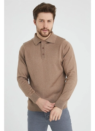 A model wears 37055 - Men Polo Sweater , wholesale undefined of Mode Roy to display at Lonca