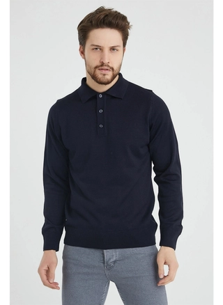 A model wears 37058 - Men Polo Sweater , wholesale undefined of Mode Roy to display at Lonca