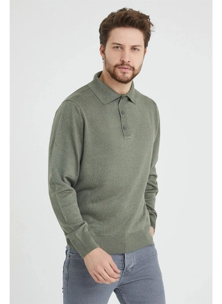 A model wears 37066 - Men Polo Sweater , wholesale undefined of Mode Roy to display at Lonca