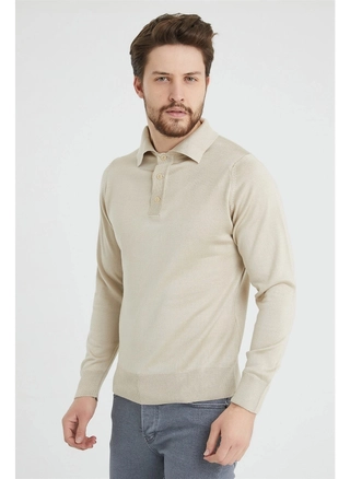 A model wears 37079 - Men Polo Sweater , wholesale undefined of Mode Roy to display at Lonca