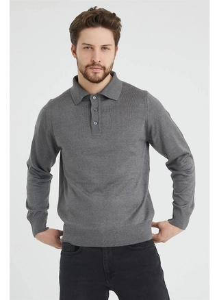A model wears 37070 - Men Polo Sweater , wholesale undefined of Mode Roy to display at Lonca