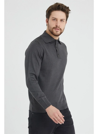 A model wears 37073 - Men Polo Sweater , wholesale undefined of Mode Roy to display at Lonca