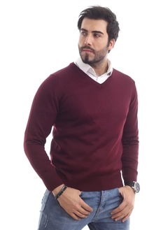 Модель оптовой продажи одежды носит 37208 - Men V Neck Sweater, турецкий оптовый товар Свитер от Mode Roy.