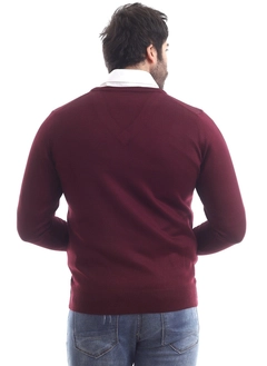 Модел на дрехи на едро носи 37208 - Men V Neck Sweater, турски едро пуловер на Mode Roy