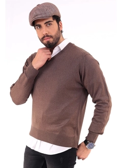 Hurtowa modelka nosi 37231 - Men V Neck Sweater, turecka hurtownia Sweter firmy Mode Roy