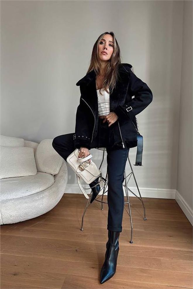 Mode Roy Μπουφάν Suede Με Γούνινη Επένδυση Μαύρο Χονδρικό εμπόριο ενδυμάτων 0