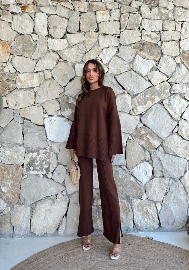 My Fashion Σετ Ιταλικής Πικέ Καφέ Χονδρικό εμπόριο ενδυμάτων Casual