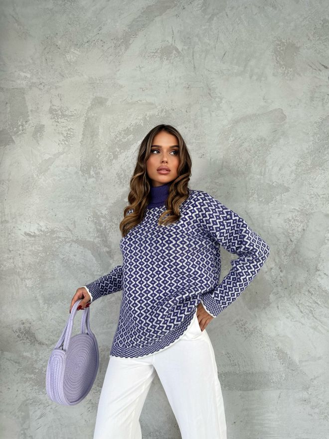 My Fashion Checker Pattern Silk Sweater Purple Wholesale Clothing Modest