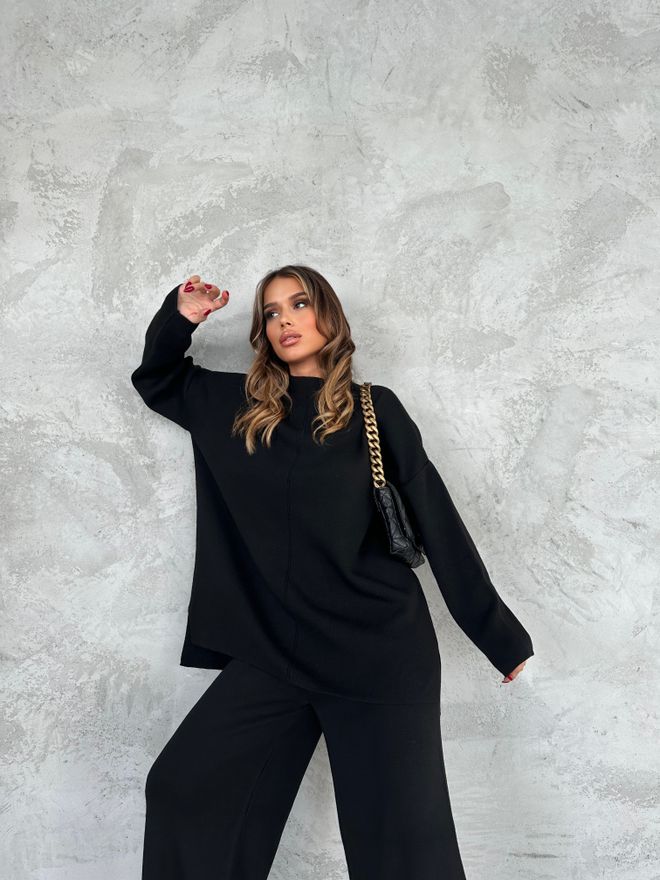 My Fashion Navadni blokirni komplet črn Oblačila na debelo Skromno