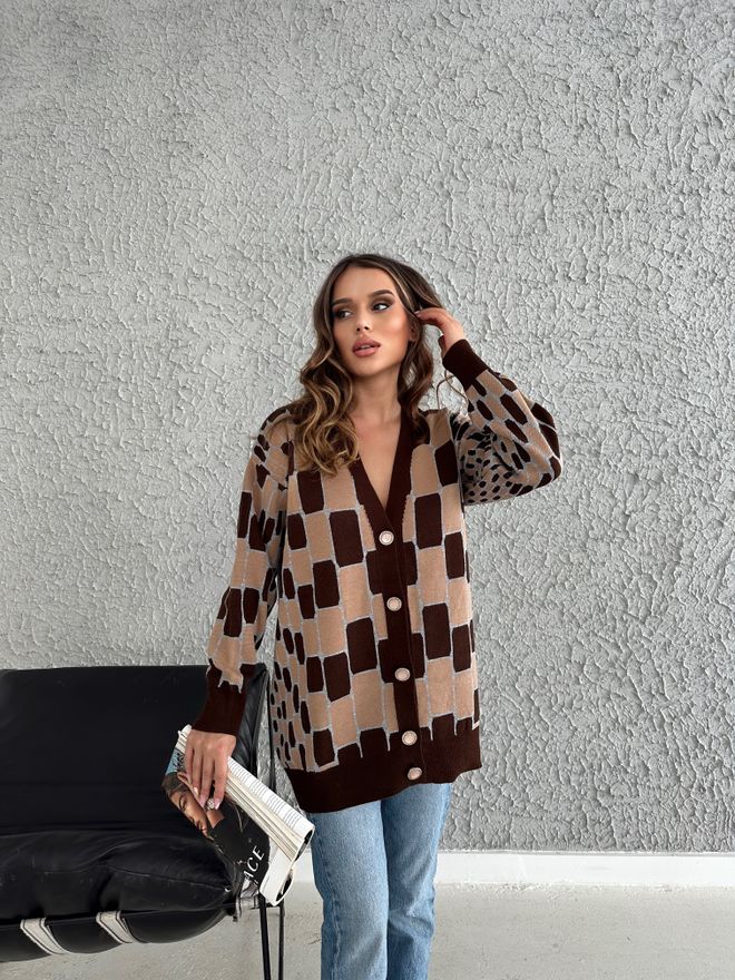 My Fashion Ζακέτα Με Σχέδιο Kaya Καφέ Χονδρικό εμπόριο ενδυμάτων Casual