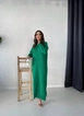 A wholesale clothing model wears myf10159-knitted-stitched-dress-green, Turkish wholesale  of 