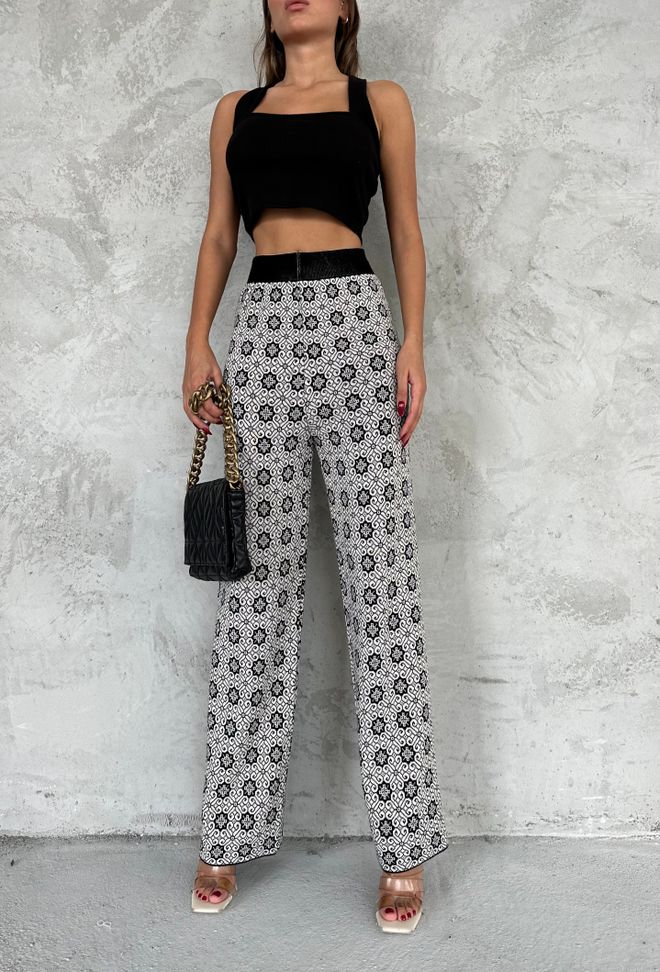 My Fashion „Vakko Pattern“ Kelnės – Juodos Didmeninė prekyba drabužiais Kokteilinė