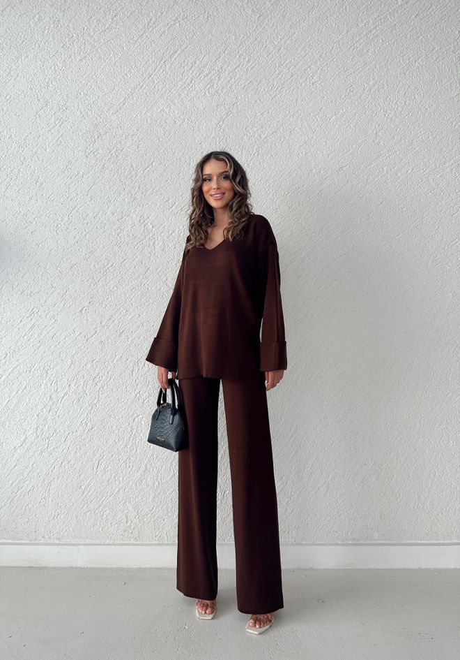 My Fashion Collarless Sleeve Folding Suit Brown Wholesale Clothing Modest