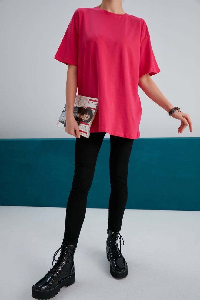 My Fashion Basic Oversize T shirt Φούξια Χονδρικό εμπόριο ενδυμάτων Casual