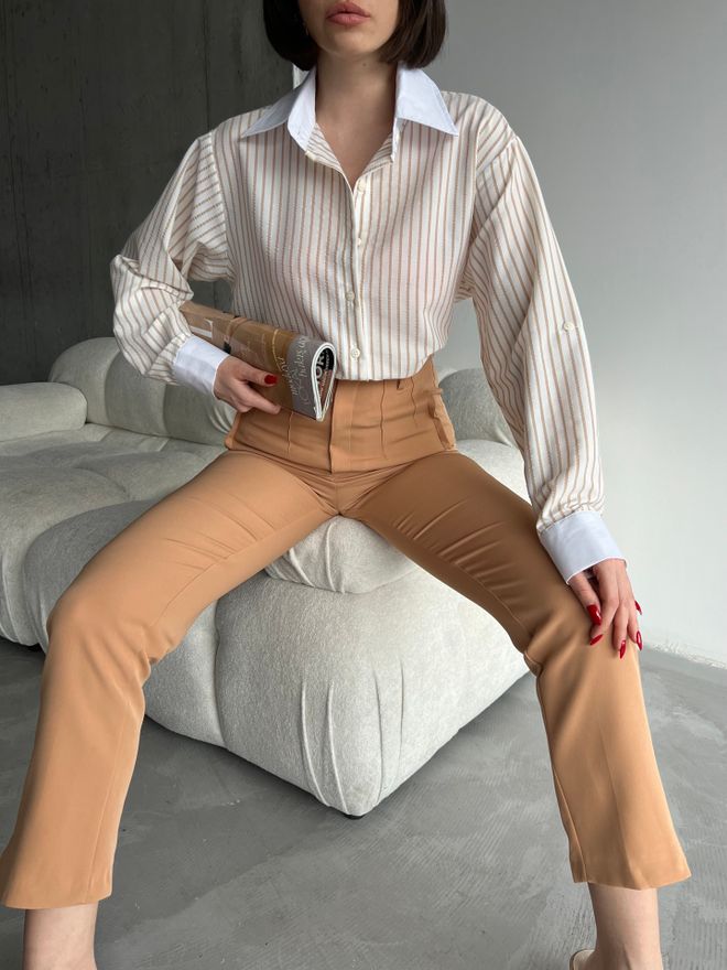 My Fashion Pantalón Plisado Camel Ropa al por mayor Casual