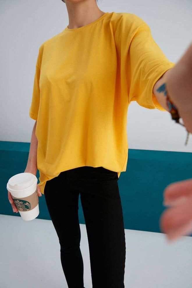 My Fashion Basic Oversize T shirt Κίτρινο Χονδρικό εμπόριο ενδυμάτων Casual