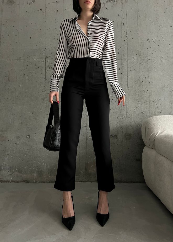 My Fashion Pantalón Plisado Negro Ropa al por mayor Casual