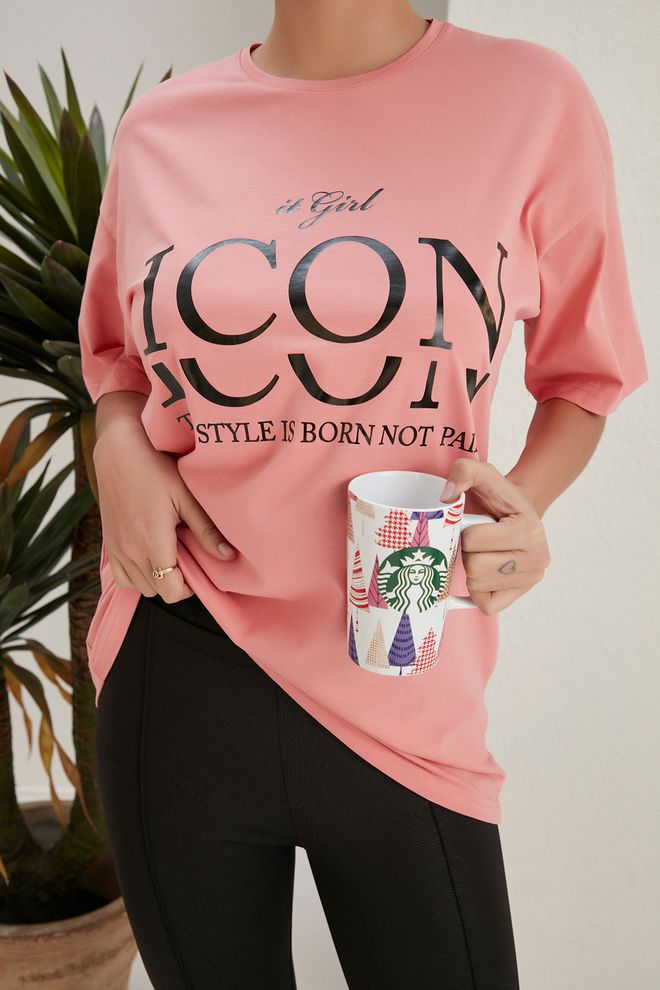 My Fashion T shirt Imprimé Icon Fuchsia Vêtements en gros Décontracté