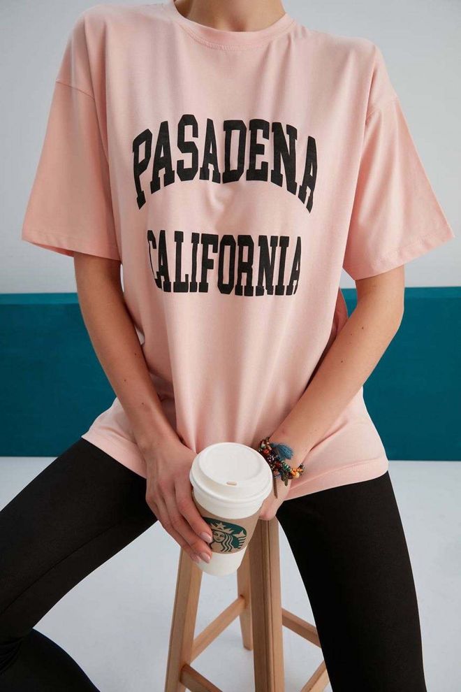 My Fashion Pasadena Print T shirt Powder Pink Χονδρικό εμπόριο ενδυμάτων Casual