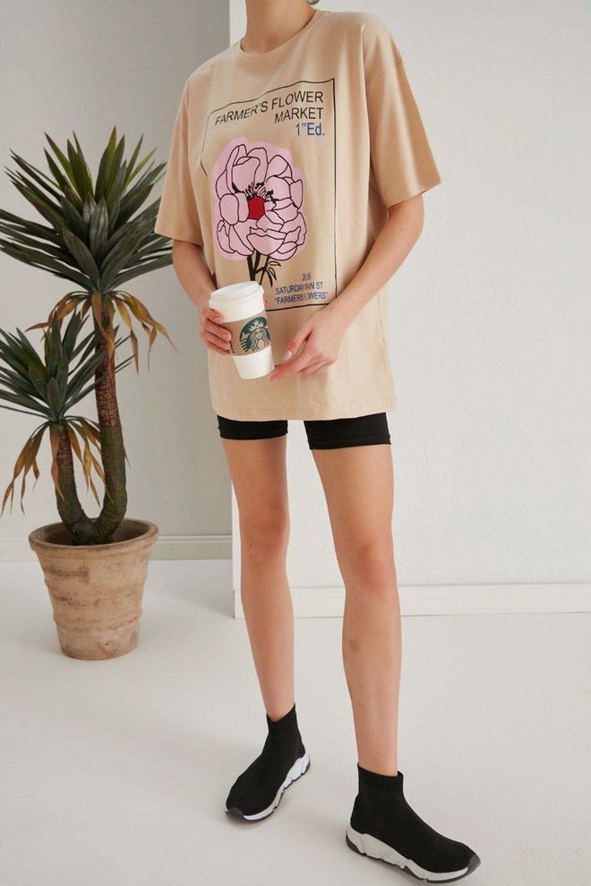My Fashion Farmers Print T shirt Μπεζ Χονδρικό εμπόριο ενδυμάτων Casual