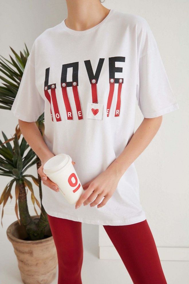 My Fashion Love Printed T shirt Λευκό Χονδρικό εμπόριο ενδυμάτων Casual